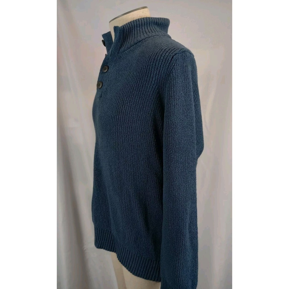 GH Bass & Co. Men's Pullover Sweater Size XL Blue 1/4 Button Up Heavy Warm - Picture 6 of 12
